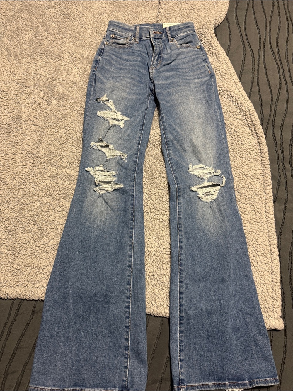 American Eagle Outfitters Distressed Light Blue Flare Jeans